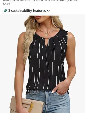 4/$20 - Sleeveless Black & White Keyhole Tank Top - Women